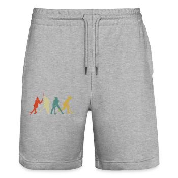 Hockey sur gazon rétro vintage - Short de jogging bio TRAINER Stanley/Stella unisexe - gris chiné - Devant - Nik (191cm) & Marisol (170cm)