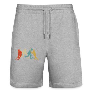 Hockey sur gazon rétro vintage - Short de jogging bio TRAINER Stanley/Stella unisexe - gris chiné - Devant - Nik (191cm) & Marisol (170cm)