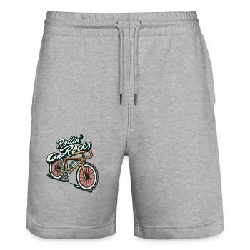 Gravel Bike Gravel Bikes Gravel Rollin On Rocks - Stanley/Stella Trainer Unisex Organic Jogging Shorts - heather grey - Front - Nik (191cm) & Marisol (170cm)
