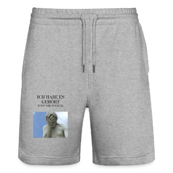 Ich habe es gehört, es ist mir nur egal! - Stanley/Stella Unisex Bio Joggingshorts Trainer  - Grau meliert - Vorne - Nik (191cm) & Marisol (170cm)