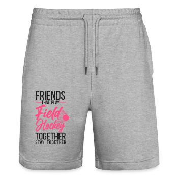 Field Hockey Friends Besties Buddy - Stanley/Stella Unisex Bio Joggingshorts Trainer  - Grau meliert - Vorne - Nik (191cm) & Marisol (170cm)