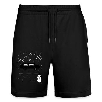 Motorist, Highway, Winter, Solitude, Snow, Car - Stanley/Stella Trainer Unisex Organic Jogging Shorts - black - Front - Nik (191cm) & Marisol (170cm)