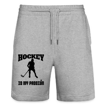 Floorball Hockey sur gazon Hockey cadeau Joueur de Hockey - Short de jogging bio TRAINER Stanley/Stella unisexe - gris chiné - Devant - Nik (191cm) & Marisol (170cm)