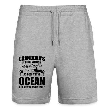 Fishing Granddad Grandpa Fisherman Grandkid Funny - Stanley/Stella Trainer Unisex Organic Jogging Shorts - heather grey - Front - Nik (191cm) & Marisol (170cm)