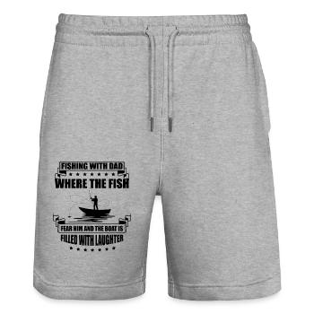 Angeln Papa Papa Fischer Childern Lustiger Fisch So - Stanley/Stella Unisex Bio Joggingshorts Trainer  - Grau meliert - Vorne - Nik (191cm) & Marisol (170cm)