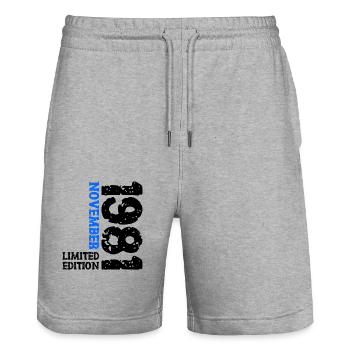 1981 November Limited Edition 42. Geburtstag Deko - Stanley/Stella Unisex Bio Joggingshorts Trainer  - Grau meliert - Vorne - Nik (191cm) & Marisol (170cm)