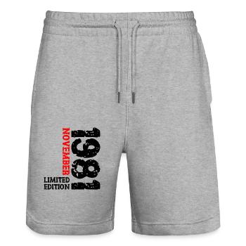 1981 November Limited Edition 42. Geburtstag Deko - Stanley/Stella Unisex Bio Joggingshorts Trainer  - Grau meliert - Vorne - Nik (191cm) & Marisol (170cm)