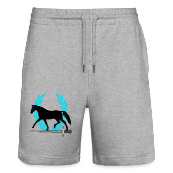 Pferd Schwert Lorbeerkranz Geschenkidee Held - Stanley/Stella Unisex Bio Joggingshorts Trainer  - Grau meliert - Vorne - Nik (191cm) & Marisol (170cm)