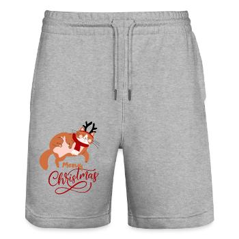 Meowy Christmas - Stanley/Stella Unisex Bio Joggingshorts Trainer  - Grau meliert - Vorne - Nik (191cm) & Marisol (170cm)