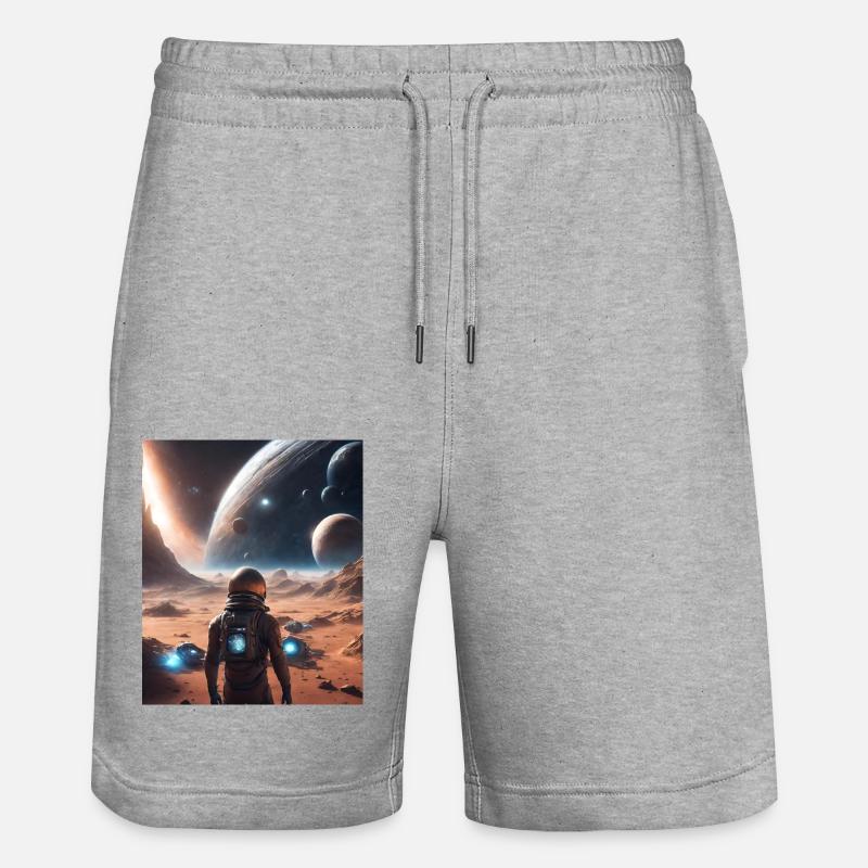 Planets Outer Space - Stanley/Stella Trainer Unisex Organic Jogging Shorts - heather grey