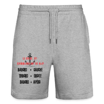 t-shirt humoristique, cadeau homme, amitié, copain - Short de jogging bio TRAINER Stanley/Stella unisexe - gris chiné - Devant - Nik (191cm) & Marisol (170cm)