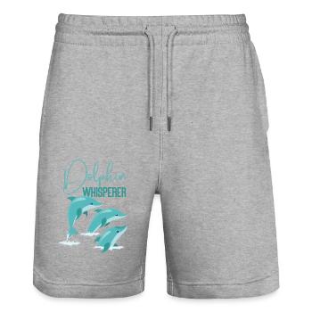 Dolphin Dolphin Whisperer - Stanley/Stella Trainer Unisex Organic Jogging Shorts - heather grey - Front - Nik (191cm) & Marisol (170cm)