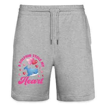 Dolphin Valentines Day A Dolphin - Stanley/Stella Unisex Bio Joggingshorts Trainer  - Grau meliert - Vorne - Nik (191cm) & Marisol (170cm)