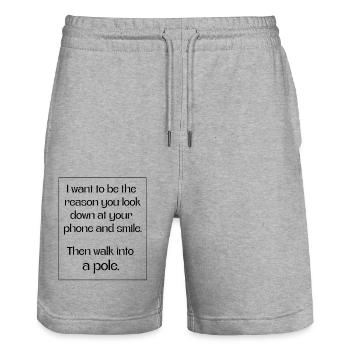 Je veux être la raison pour laquelle tu baisses les yeux et souris - Short de jogging bio TRAINER Stanley/Stella unisexe - gris chiné - Devant - Nik (191cm) & Marisol (170cm)