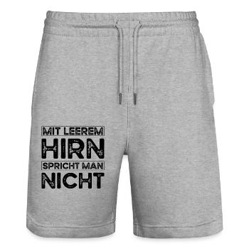 Mit leerem Hirn spricht man nicht - Stanley/Stella Unisex Bio Joggingshorts Trainer  - Grau meliert - Vorne - Nik (191cm) & Marisol (170cm)