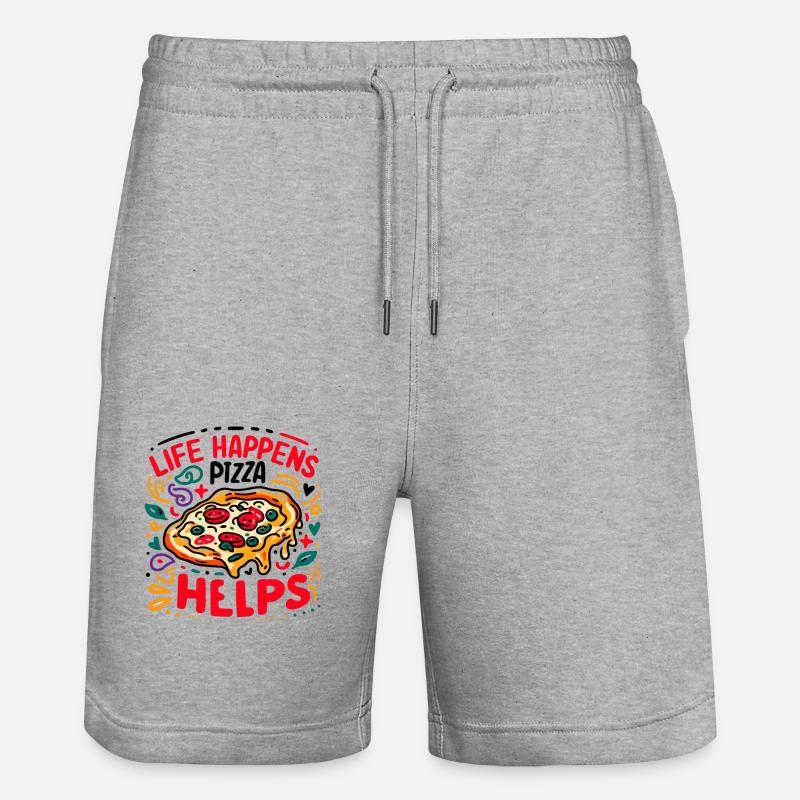Life Happens Pizza aide - Short de jogging bio TRAINER Stanley/Stella unisexe - gris chiné