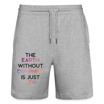 Dolphin The Earth Without Dolphins - Stanley/Stella Unisex Bio Joggingshorts Trainer  - Grau meliert - Vorne - Nik (191cm) & Marisol (170cm)