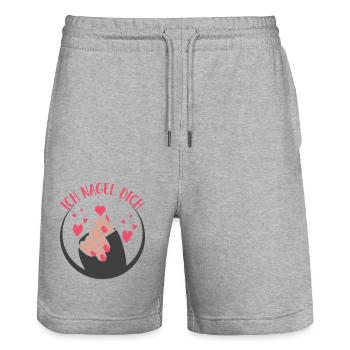 Ich Nagel Dich Nail Art Nagelsalon Nageldesignerin - Stanley/Stella Unisex Bio Joggingshorts Trainer  - Grau meliert - Vorne - Nik (191cm) & Marisol (170cm)