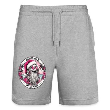 Weihnachtsmann-Hippie - Stanley/Stella Unisex Bio Joggingshorts Trainer  - Grau meliert - Vorne - Nik (191cm) & Marisol (170cm)