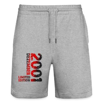2001 Dezember Limited Edition 22. Geburtstag Deko - Stanley/Stella Unisex Bio Joggingshorts Trainer  - Grau meliert - Vorne - Nik (191cm) & Marisol (170cm)