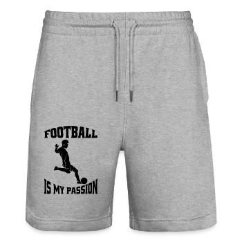 Joueur de football Équipe de football Conception de football - Short de jogging bio TRAINER Stanley/Stella unisexe - gris chiné - Devant - Nik (191cm) & Marisol (170cm)