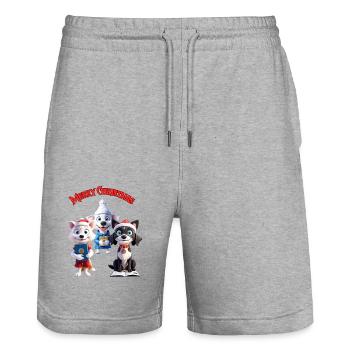 Drei bezaubernde Hunde im Weihnachtsstil - Stanley/Stella Unisex Bio Joggingshorts Trainer  - Grau meliert - Vorne - Nik (191cm) & Marisol (170cm)