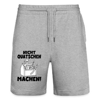 Nicht quatschen Machen Handwerker - Stanley/Stella Unisex Bio Joggingshorts Trainer  - Grau meliert - Vorne - Nik (191cm) & Marisol (170cm)