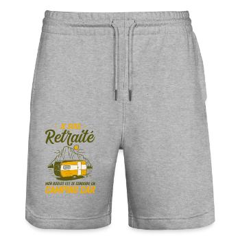 Je Suis Un Retraité Avec Un Camping Car - Short de jogging bio TRAINER Stanley/Stella unisexe - gris chiné - Devant - Nik (191cm) & Marisol (170cm)
