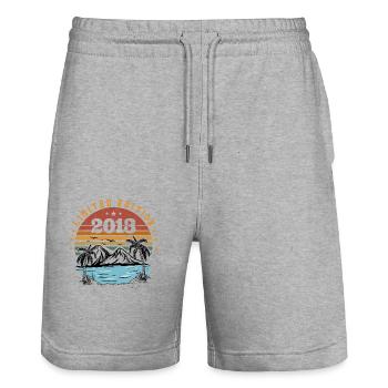 2013 Retro Vintage Anniversary Gift Born in 2013 - Stanley/Stella Trainer Unisex Organic Jogging Shorts - heather grey - Front - Nik (191cm) & Marisol (170cm)