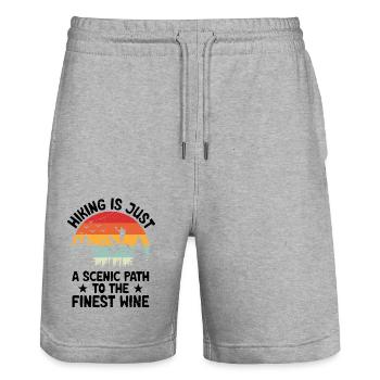 Wandern Natur Bergsteigen Trekking Outdoor Wandern - Stanley/Stella Unisex Bio Joggingshorts Trainer  - Grau meliert - Vorne - Nik (191cm) & Marisol (170cm)