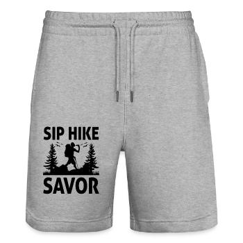 Wandern Natur Bergsteigen Trekking Outdoor Wandern - Stanley/Stella Unisex Bio Joggingshorts Trainer  - Grau meliert - Vorne - Nik (191cm) & Marisol (170cm)