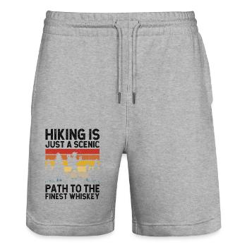 Wandern Natur Bergsteigen Trekking Outdoor Wandern - Stanley/Stella Unisex Bio Joggingshorts Trainer  - Grau meliert - Vorne - Nik (191cm) & Marisol (170cm)