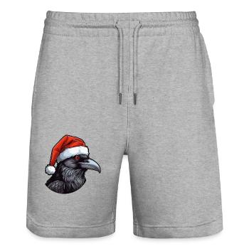 Krähe Kopf Rabe Weihnachten Portät - Stanley/Stella Unisex Bio Joggingshorts Trainer  - Grau meliert - Vorne - Nik (191cm) & Marisol (170cm)