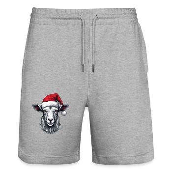 Ziege Kopf Weihnachten Portät - Stanley/Stella Unisex Bio Joggingshorts Trainer  - Grau meliert - Vorne - Nik (191cm) & Marisol (170cm)