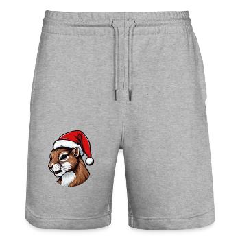 Squirrel Head Christmas Portrait - Stanley/Stella Trainer Unisex Organic Jogging Shorts - heather grey - Front - Nik (191cm) & Marisol (170cm)