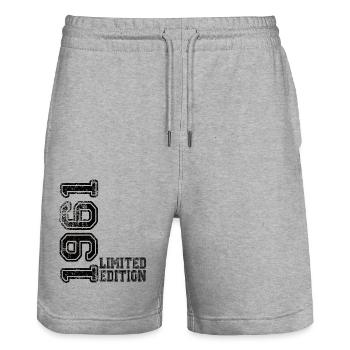 Limited Edition 1961 - Stanley/Stella Trainer Unisex Organic Jogging Shorts - heather grey - Front - Nik (191cm) & Marisol (170cm)