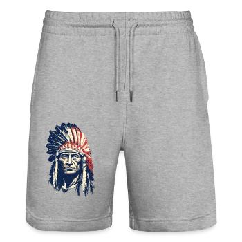 Indianer Federschmuck Native Spirit - Short de jogging bio TRAINER Stanley/Stella unisexe - gris chiné - Devant - Nik (191cm) & Marisol (170cm)