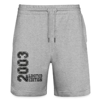 Édition limitée 2003 - Short de jogging bio TRAINER Stanley/Stella unisexe - gris chiné - Devant - Nik (191cm) & Marisol (170cm)
