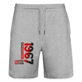 1967 Dezember Limited Edition 56. Geburtstag Deko - Stanley/Stella Unisex Bio Joggingshorts Trainer  - Grau meliert - Vorne - Nik (191cm) & Marisol (170cm)
