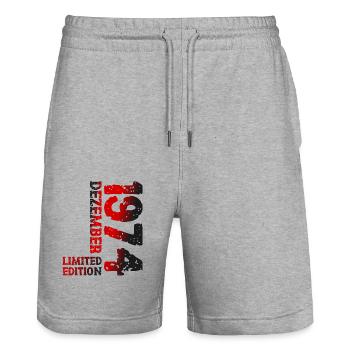 1974 Dezember Limited Edition 49. Geburtstag Deko - Stanley/Stella Unisex Bio Joggingshorts Trainer  - Grau meliert - Vorne - Nik (191cm) & Marisol (170cm)