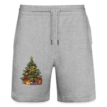Tanne Xmas Weihnachten - Stanley/Stella Unisex Bio Joggingshorts Trainer  - Grau meliert - Vorne - Nik (191cm) & Marisol (170cm)