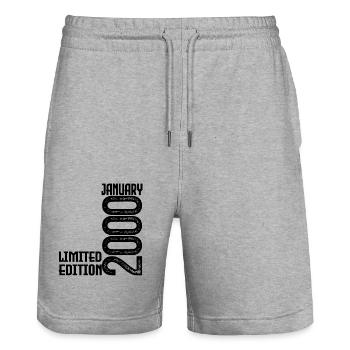 January 2000 Birthday Gift. January 2000. - Stanley/Stella Trainer Unisex Organic Jogging Shorts - heather grey - Front - Nik (191cm) & Marisol (170cm)