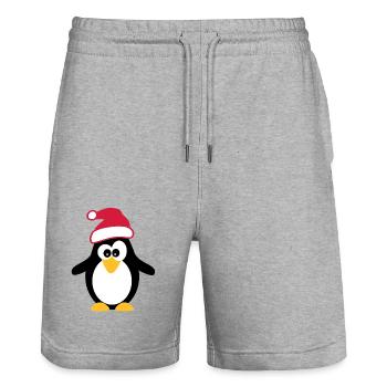 Weihnachten Pinguin - Stanley/Stella Unisex Bio Joggingshorts Trainer  - Grau meliert - Vorne - Nik (191cm) & Marisol (170cm)