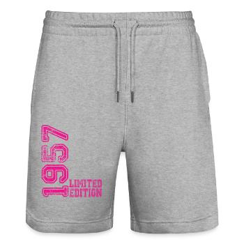 Édition limitée 1957 - Short de jogging bio TRAINER Stanley/Stella unisexe - gris chiné - Devant - Nik (191cm) & Marisol (170cm)