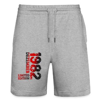1982 Dezember Limited Edition 41. Geburtstag Deko - Stanley/Stella Unisex Bio Joggingshorts Trainer  - Grau meliert - Vorne - Nik (191cm) & Marisol (170cm)