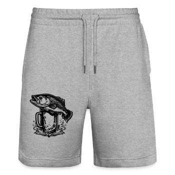 Fischen Bierglas Angeln Fischer Bier - Stanley/Stella Unisex Bio Joggingshorts Trainer  - Grau meliert - Vorne - Nik (191cm) & Marisol (170cm)