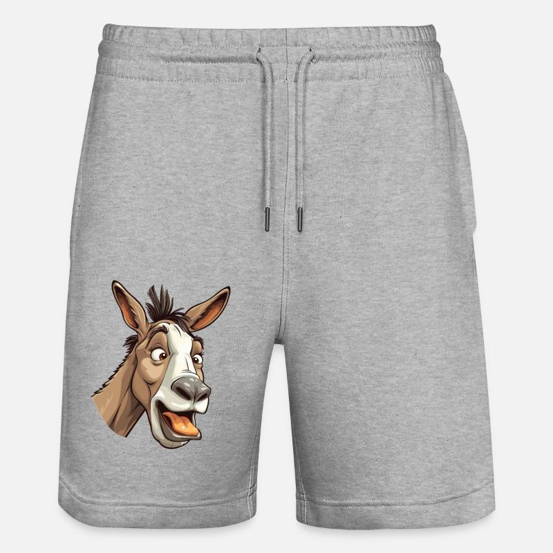 Crazy Esel Comic Style - Stanley/Stella Unisex Bio Joggingshorts Trainer  - Grau meliert