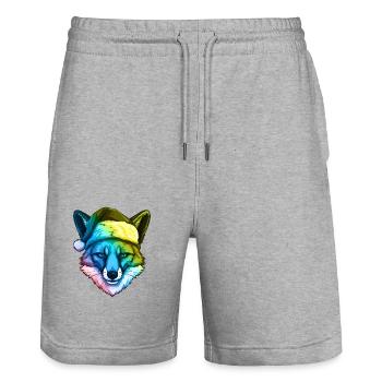 Fuchs Kopf Weihnachten Portät Bunt - Stanley/Stella Unisex Bio Joggingshorts Trainer  - Grau meliert - Vorne - Nik (191cm) & Marisol (170cm)