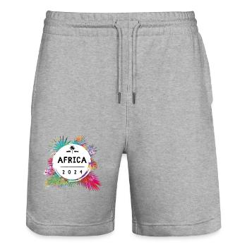 Afrika 2024 Bunt - Stanley/Stella Unisex Bio Joggingshorts Trainer  - Grau meliert - Vorne - Nik (191cm) & Marisol (170cm)