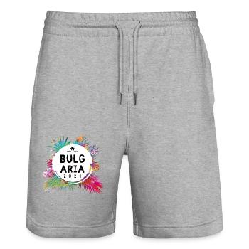 Bulgaria 2024 Colorful - Stanley/Stella Trainer Unisex Organic Jogging Shorts - heather grey - Front - Nik (191cm) & Marisol (170cm)